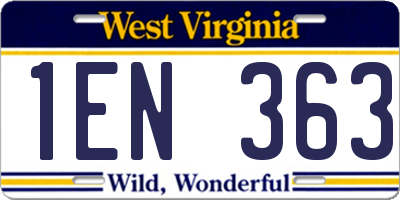 WV license plate 1EN363