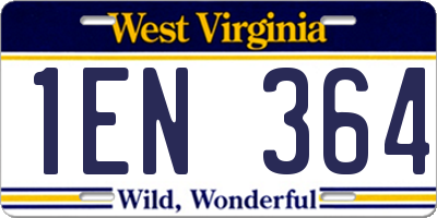 WV license plate 1EN364