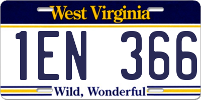 WV license plate 1EN366