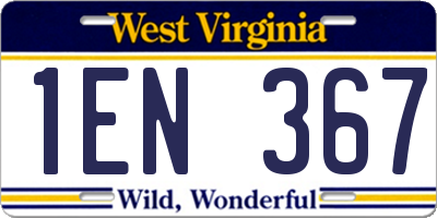 WV license plate 1EN367