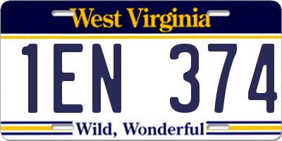 WV license plate 1EN374