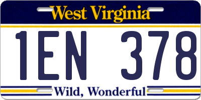 WV license plate 1EN378