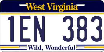 WV license plate 1EN383