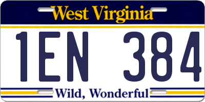 WV license plate 1EN384