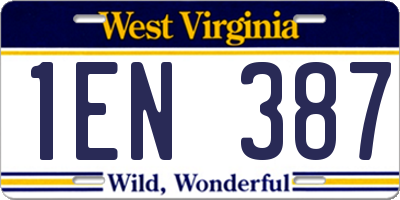 WV license plate 1EN387