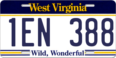 WV license plate 1EN388