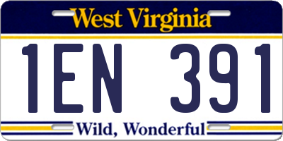 WV license plate 1EN391