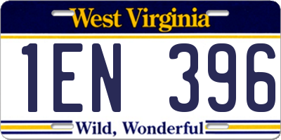 WV license plate 1EN396