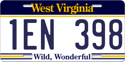WV license plate 1EN398