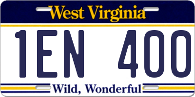 WV license plate 1EN400