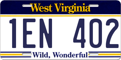 WV license plate 1EN402
