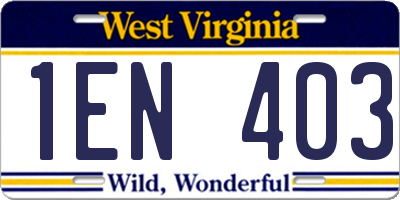 WV license plate 1EN403