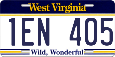 WV license plate 1EN405