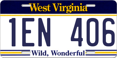 WV license plate 1EN406