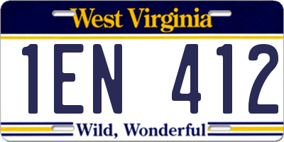 WV license plate 1EN412