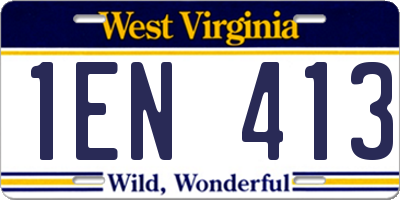WV license plate 1EN413