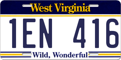 WV license plate 1EN416