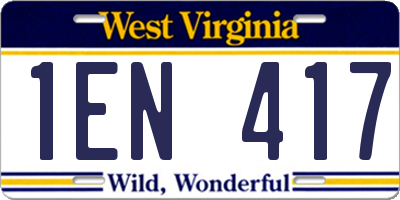 WV license plate 1EN417