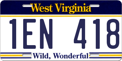 WV license plate 1EN418
