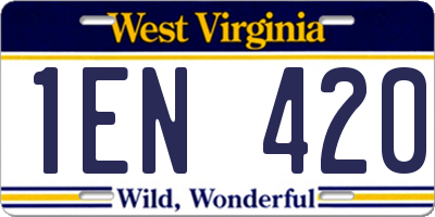 WV license plate 1EN420