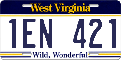 WV license plate 1EN421