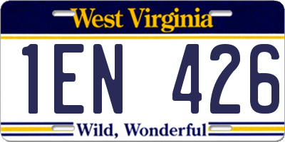 WV license plate 1EN426