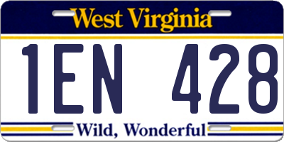 WV license plate 1EN428