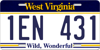 WV license plate 1EN431