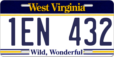WV license plate 1EN432
