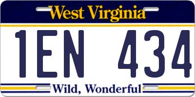 WV license plate 1EN434
