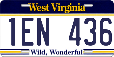WV license plate 1EN436