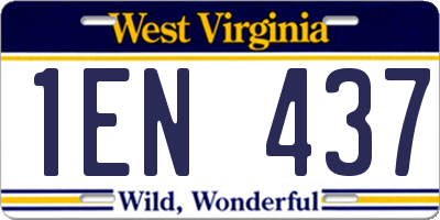 WV license plate 1EN437