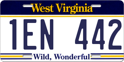 WV license plate 1EN442