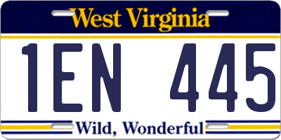 WV license plate 1EN445