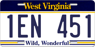WV license plate 1EN451
