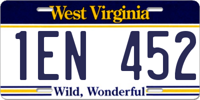 WV license plate 1EN452