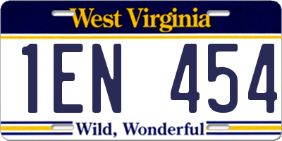 WV license plate 1EN454