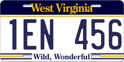 WV license plate 1EN456