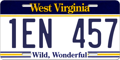 WV license plate 1EN457