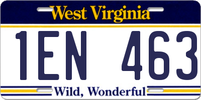 WV license plate 1EN463