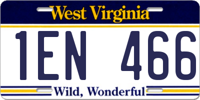 WV license plate 1EN466
