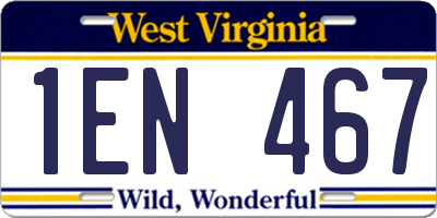 WV license plate 1EN467