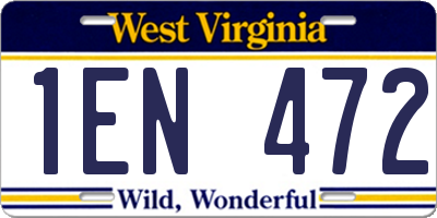 WV license plate 1EN472