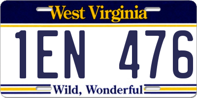 WV license plate 1EN476