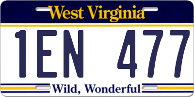 WV license plate 1EN477