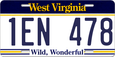 WV license plate 1EN478