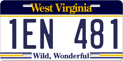 WV license plate 1EN481