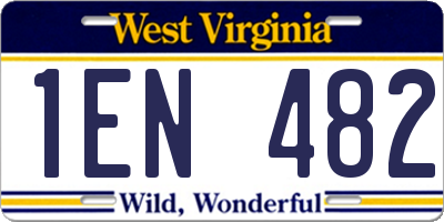 WV license plate 1EN482