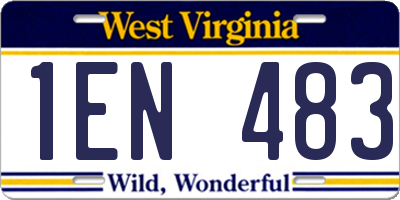 WV license plate 1EN483