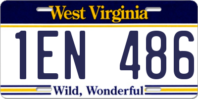 WV license plate 1EN486